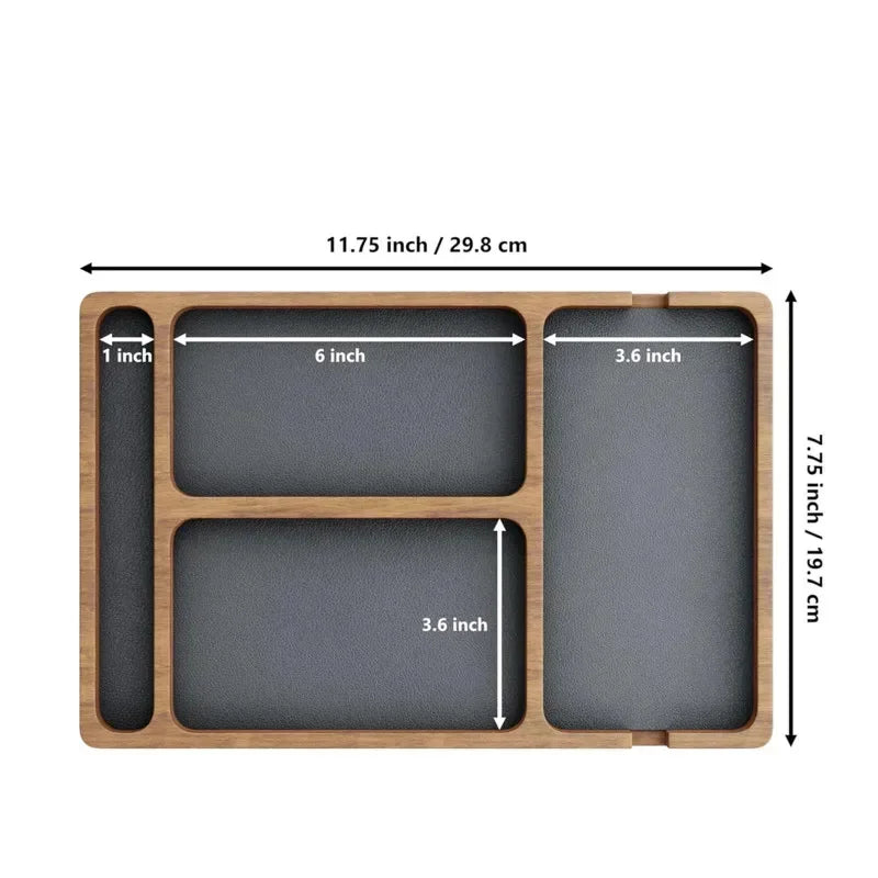 Caixa de armazenamento de madeira para escritório, caixa de armazenamento de partição de madeira sólida para celular, fone de ouvido, caixa de armazenamento de detritos, bandeja de armazenamento de madeira