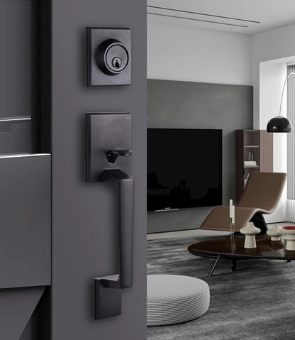 1 conjunto de fechaduras de porta de liga de zinco estilo europeu americano fechadura de porta ao ar livre villa porta de entrada grande alça fechadura anti-roubo com chave