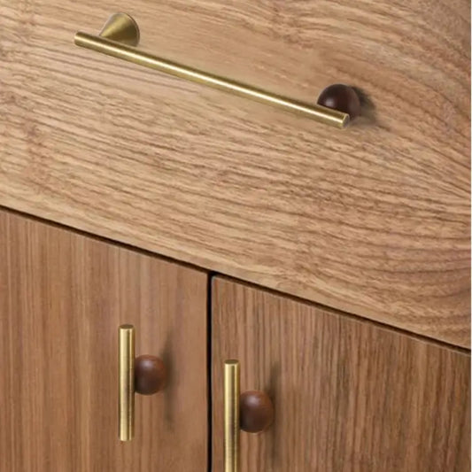 Puxadores de Latão e Nogueira para Armários e Gavetas
