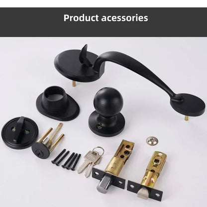 1 conjunto de fechaduras de porta de liga de zinco estilo europeu americano fechadura de porta ao ar livre villa porta de entrada grande alça fechadura anti-roubo com chave
