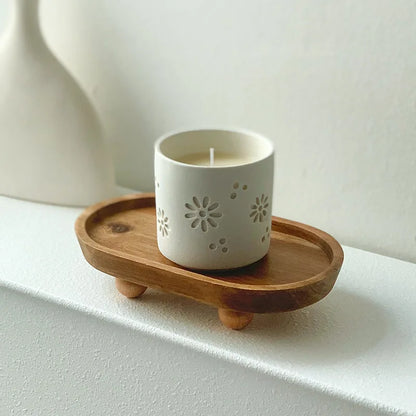 Bandeja de Madeira com Pedestal