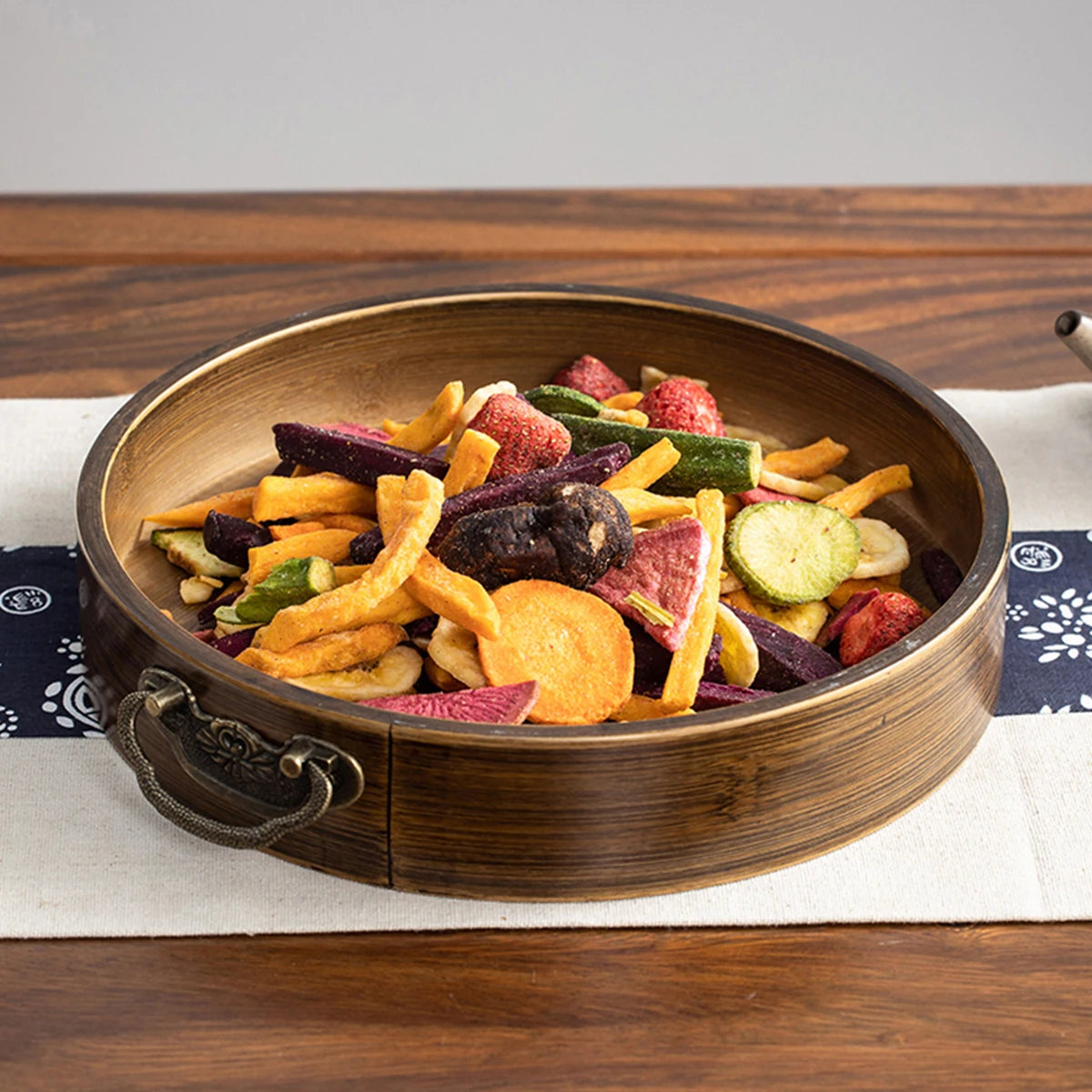 Bandeja de Bambu com Alças de Aço - Versatilidade e Elegância