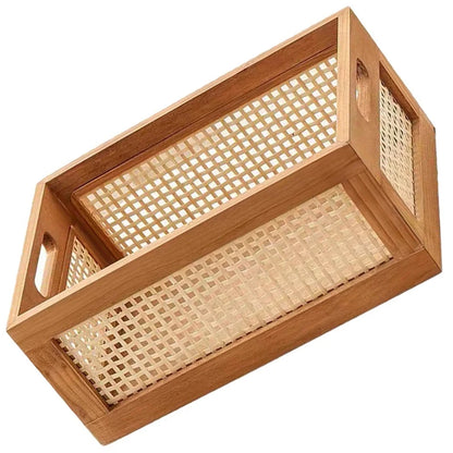 Cesta de Armazenamento Rattan Vintage – Estilo Decorativo
