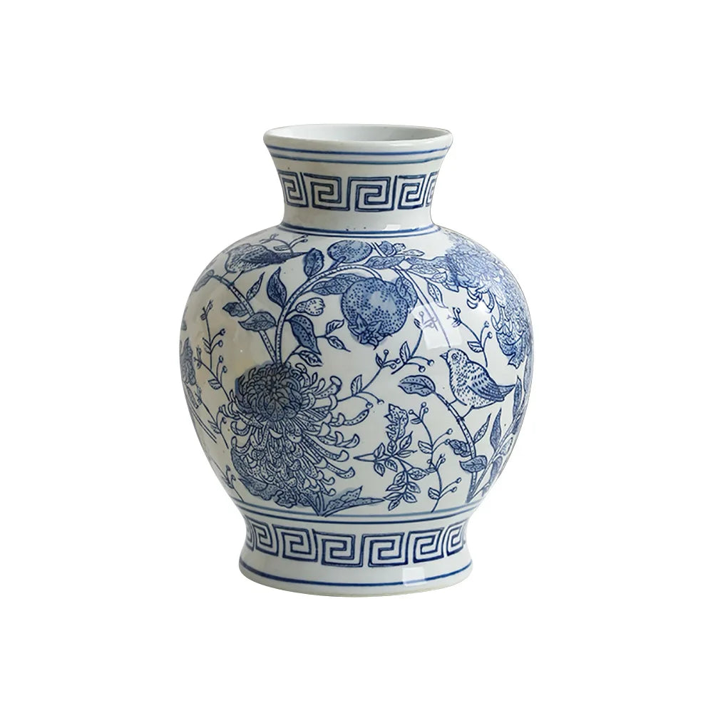 Vaso vintage chinês de porcelana azul e branca, vaso de cerâmica artesanal, garrafa de porcelana, vaso de flores, acessórios de decoração para casa