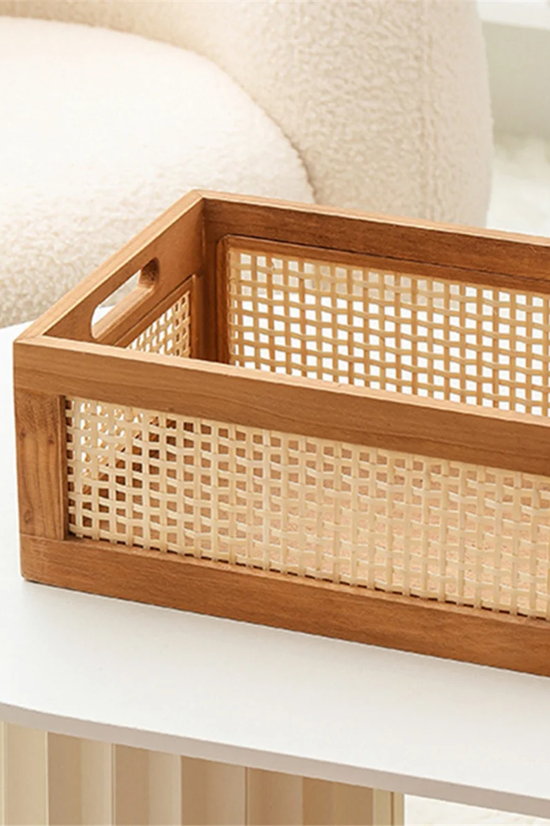 Cesta de Armazenamento Rattan Vintage – Estilo Decorativo