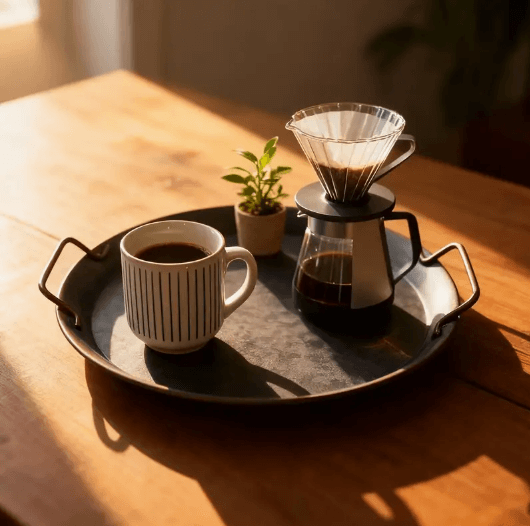 Bandeja Redonda de Aço com Alças - Estilo Vintage