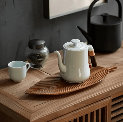 Bandeja Folha de Noz em Madeira Maciça