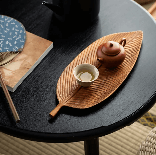 Bandeja Folha de Noz em Madeira Maciça