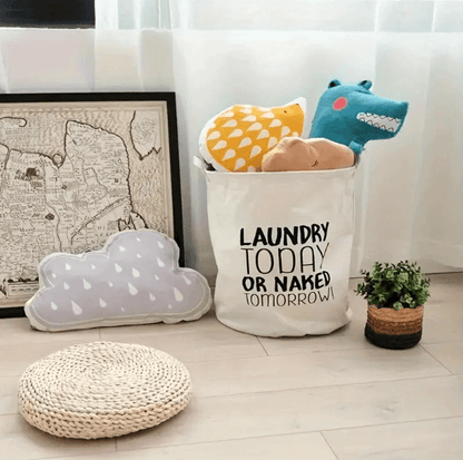 Cesta Dobrável de Linho para Roupas Sujas