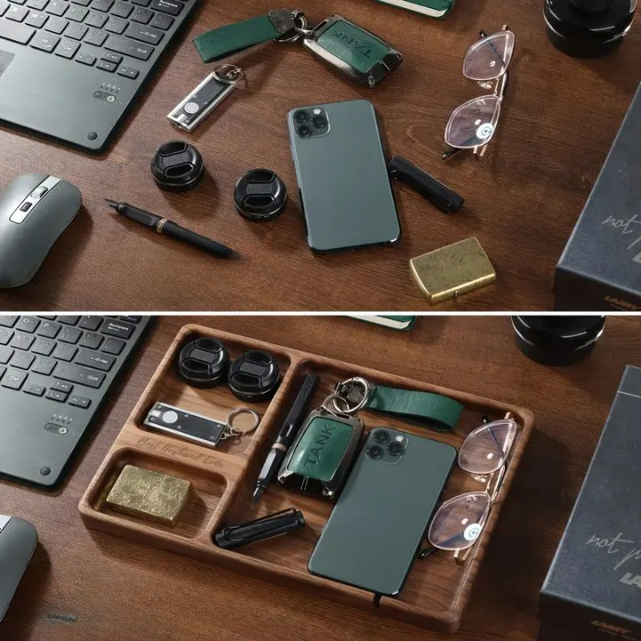 Bandeja Organizadora de Madeira para Escritório