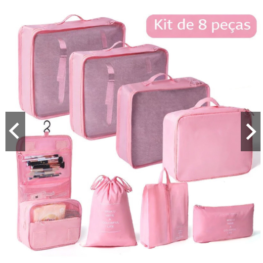 Kit Organizador de Mala 7 Peças + Necessaire