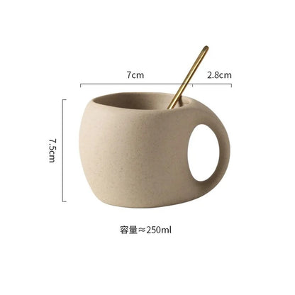 Xícara e Pires Premium de Café em Cerâmica com Colher Dourada