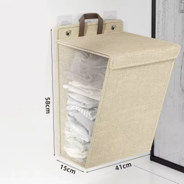 Cesto Dobrável de Roupas com Adesivo de Parede