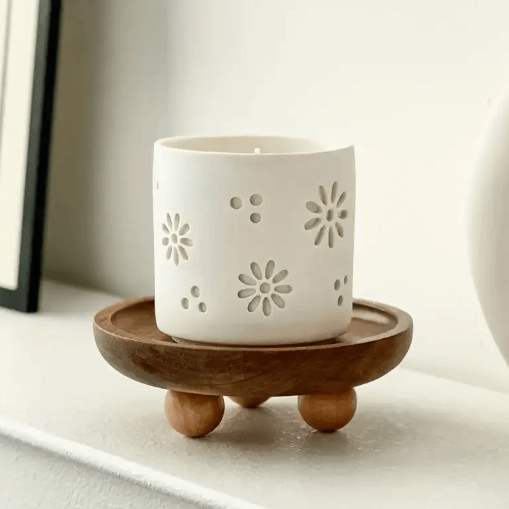 Bandeja de Madeira com Pedestal