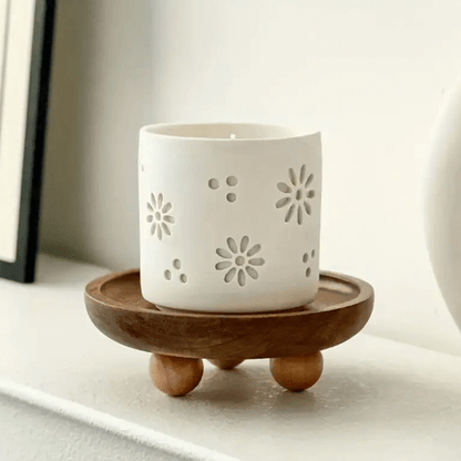 Bandeja de Madeira com Pedestal