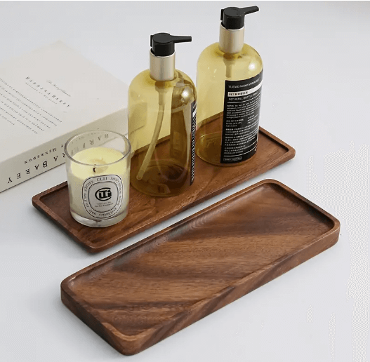 Bandeja de Madeira Natural para Decoração e Armazenamento