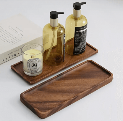 Bandeja de Madeira Natural para Decoração e Armazenamento