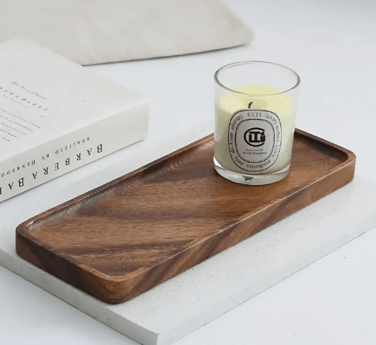 Bandeja de Madeira Natural para Decoração e Armazenamento